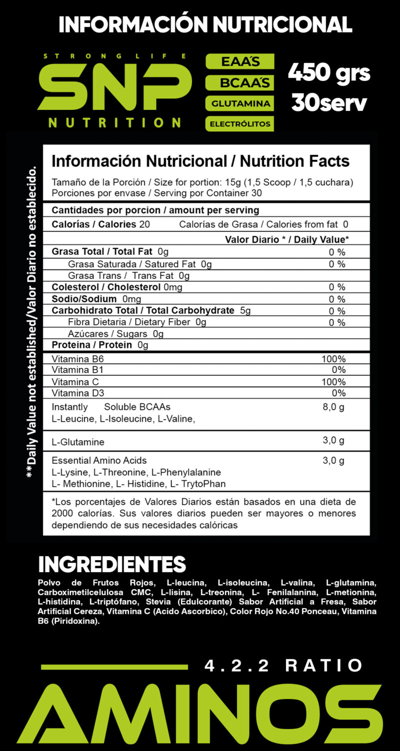 Aminos BCAA 4:2:2 Strawberry 450 g | Recuperación y Rendimiento Muscular Óptimo - Imagen 3