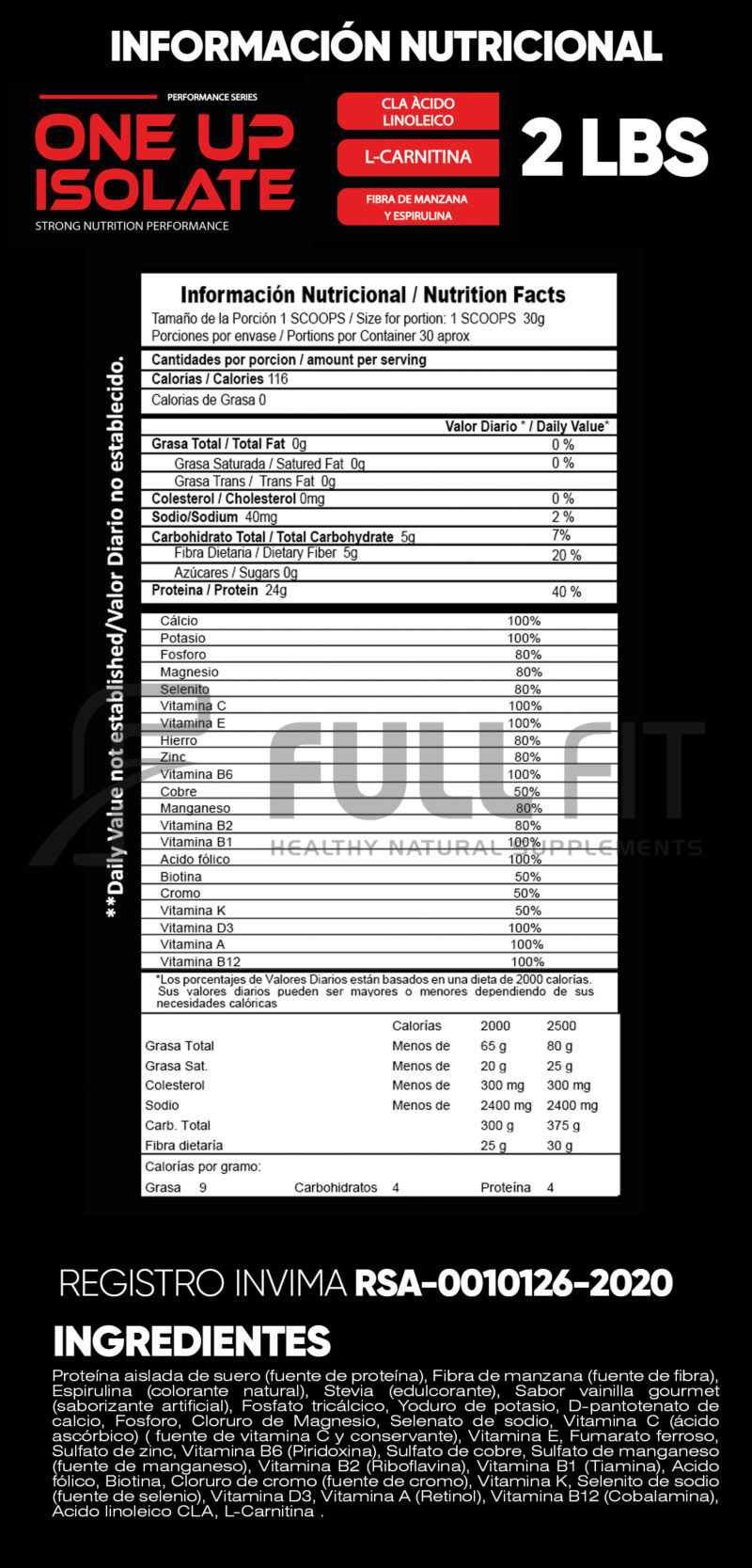 Proteina One Up Isolate 90% de 2 lbs de SNP– Proteína Aislada Premium con CLA y L-Carnitina (907 g) - Imagen 3