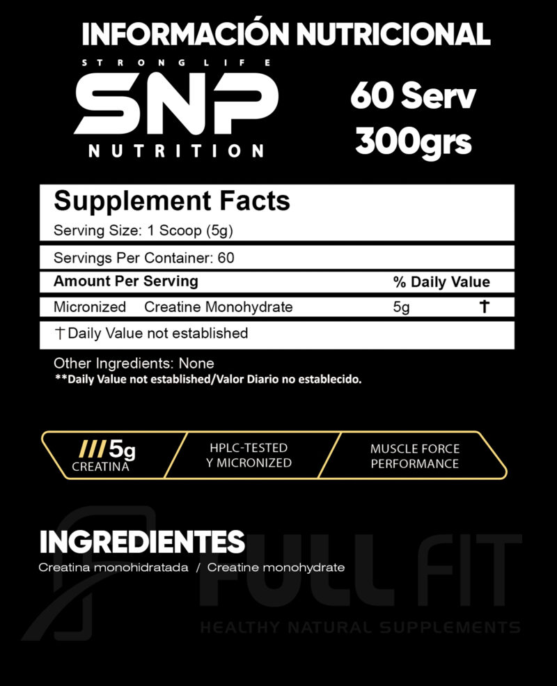 Creatina Monohidrato Micronizada 100 % Pura – 300 g (60 Servicios de 5 g) - Imagen 2