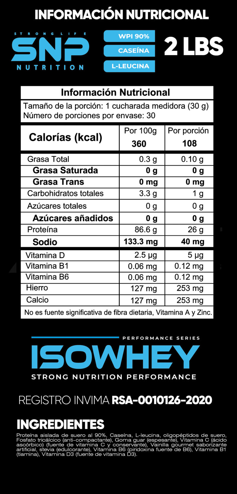 Proteína ISO WHEY – Proteína limpia Premium WPI 90 % + Caseína Micelar 2lbs - Imagen 3