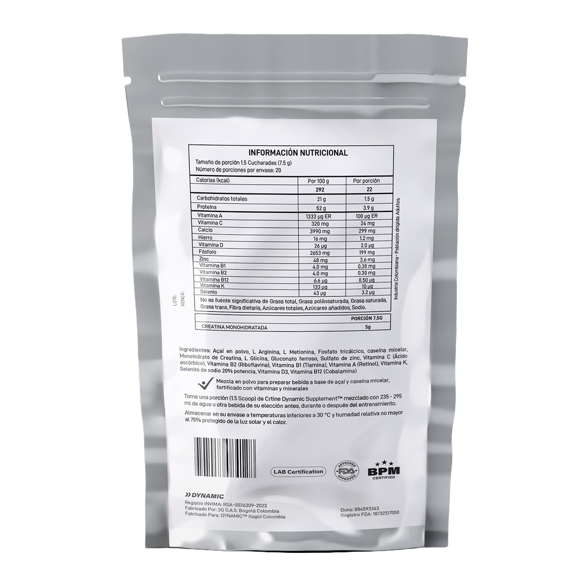 CR7 Creatina monohidrato en polvo 5 gramos por servicio - Imagen 2