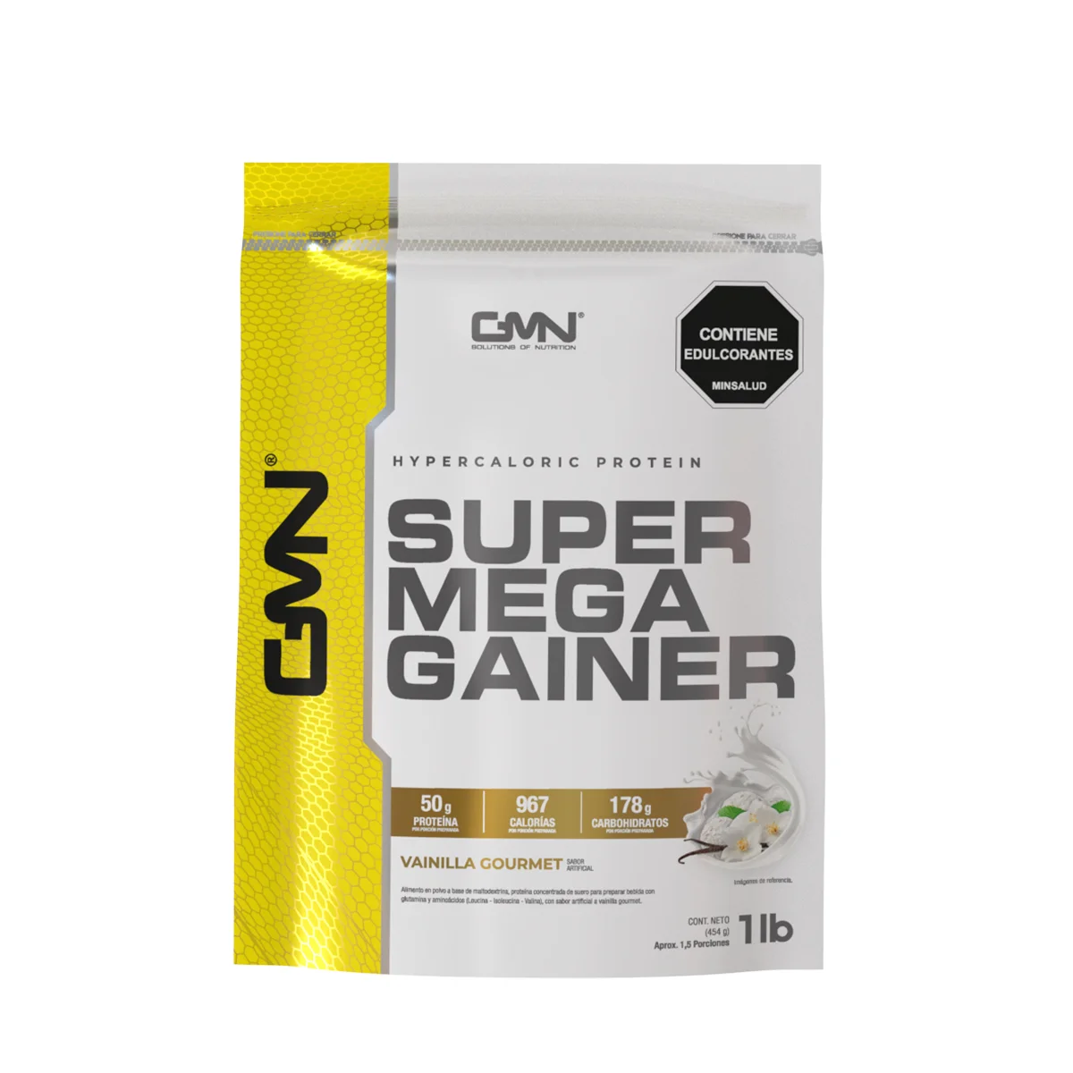 Proteina SUPER MEGA GAINER GMN de 1lbs – VOLUMEN EXTREMO PARA CUERPOS QUE NO SUBEN